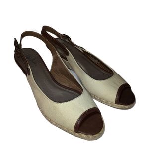 Life Stride LIFT Slingback Open Toe Wedge Comfort Tan Espadrilles Sandals